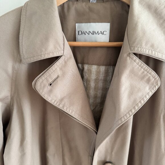 Vintage 1970s Double-breasted Trench Coat with belt Tan Womens Dannimac Rain (M) - Picture 4 of 7